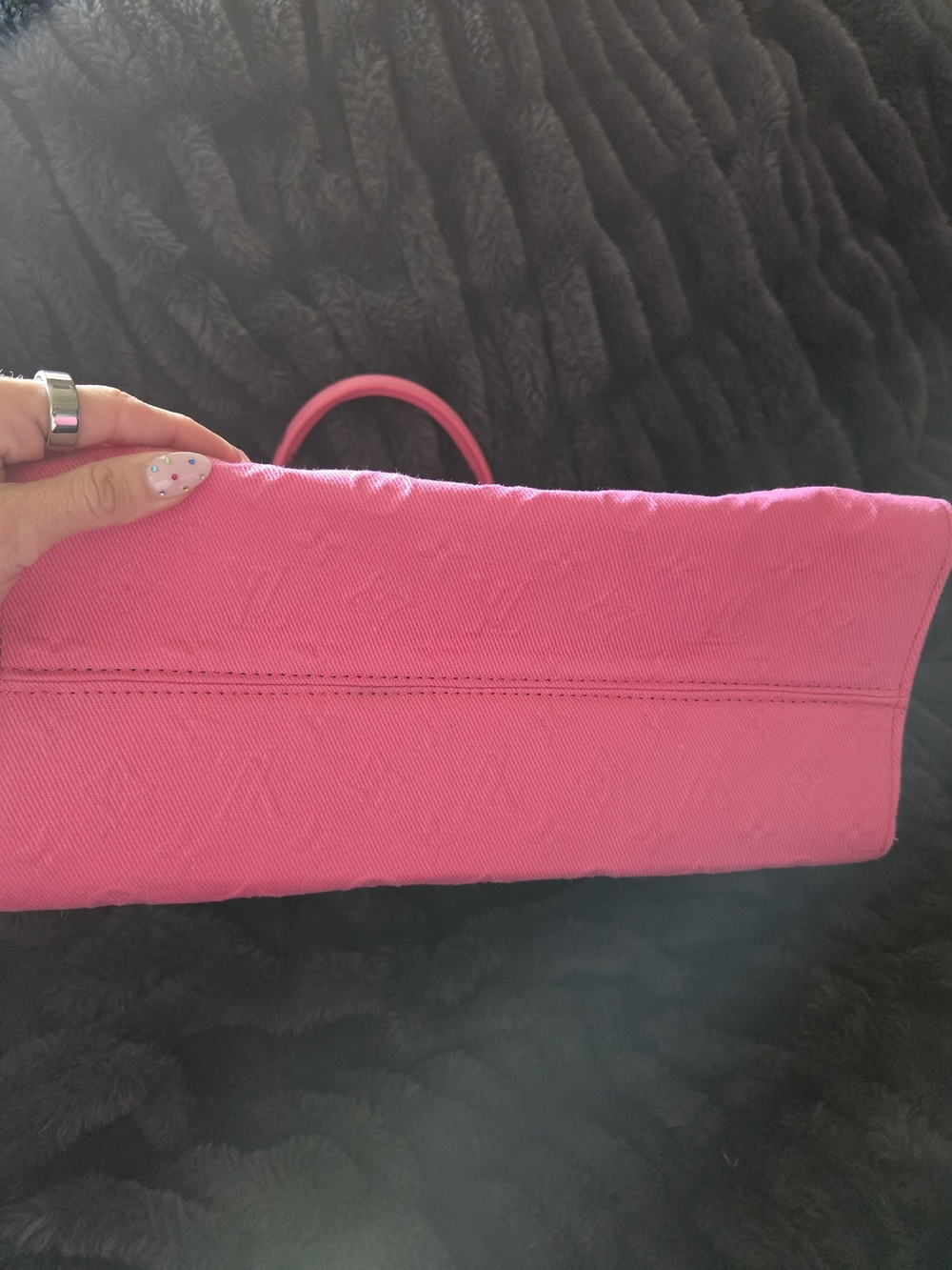 Neon Pink Embossed Tote With 2 Strap Options - Picture 6 of 11